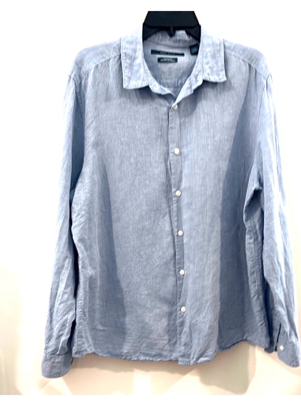 Perry Ellis Linen Blend Men’s Size XL Blue Button-Up Shirt